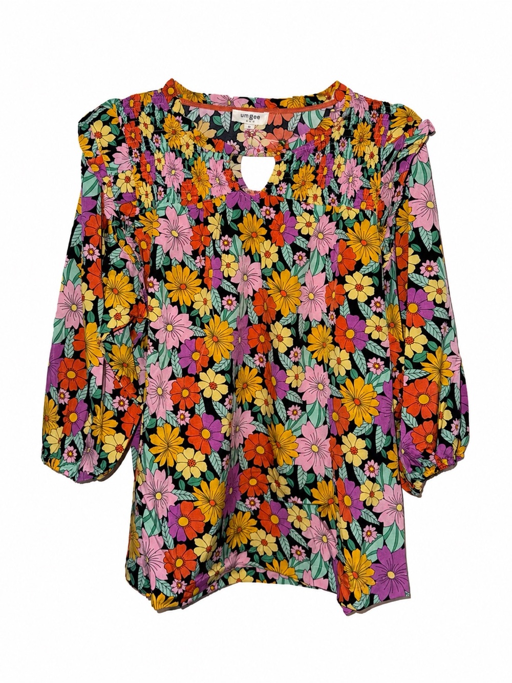 Umgee Retro Floral Blouse Top - Size M